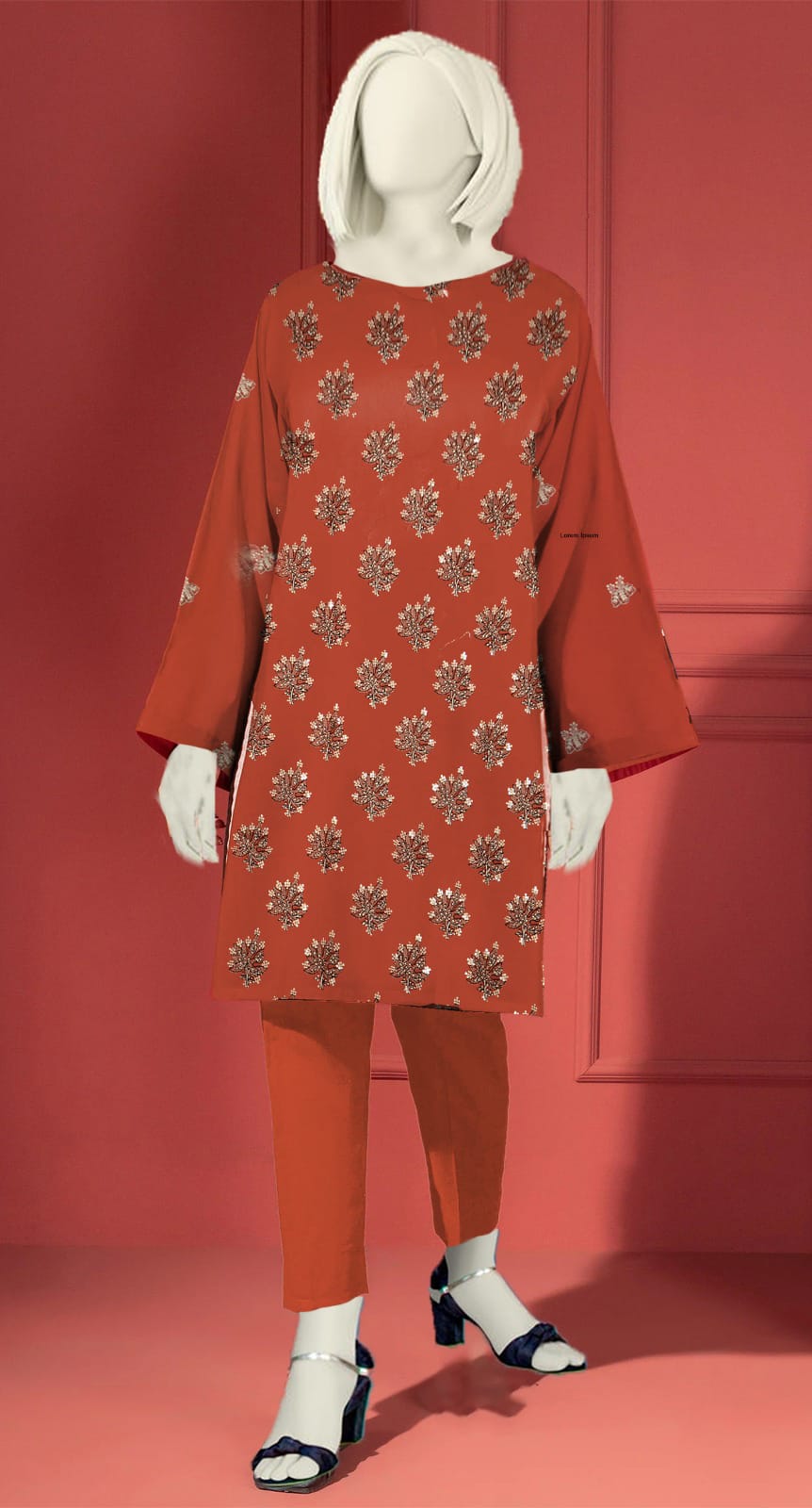 Orange Embroidered Lawn 2PC Unstiched (ELP 09)