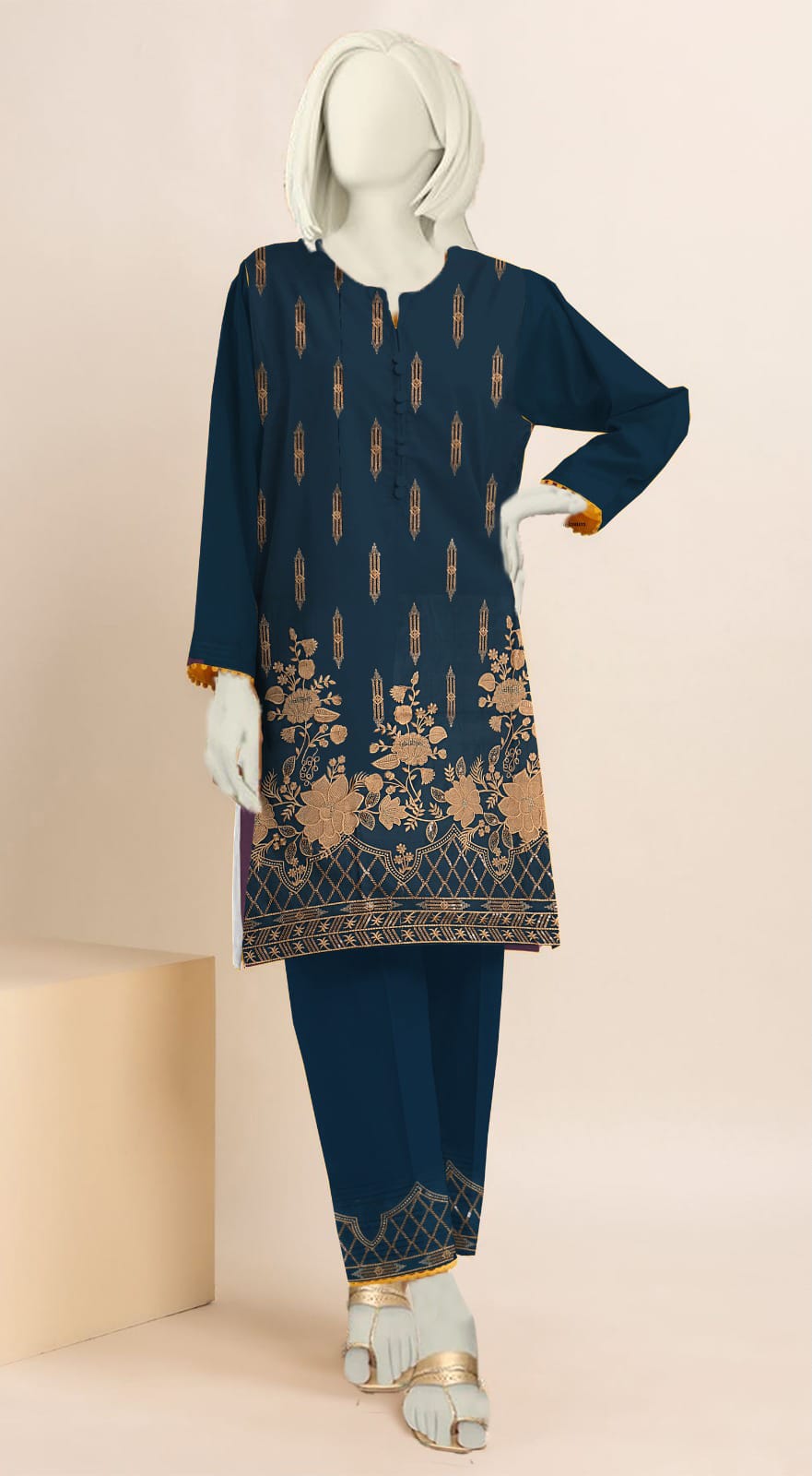 Blue Embroidered Lawn 2PC Unstiched (ELP 03)