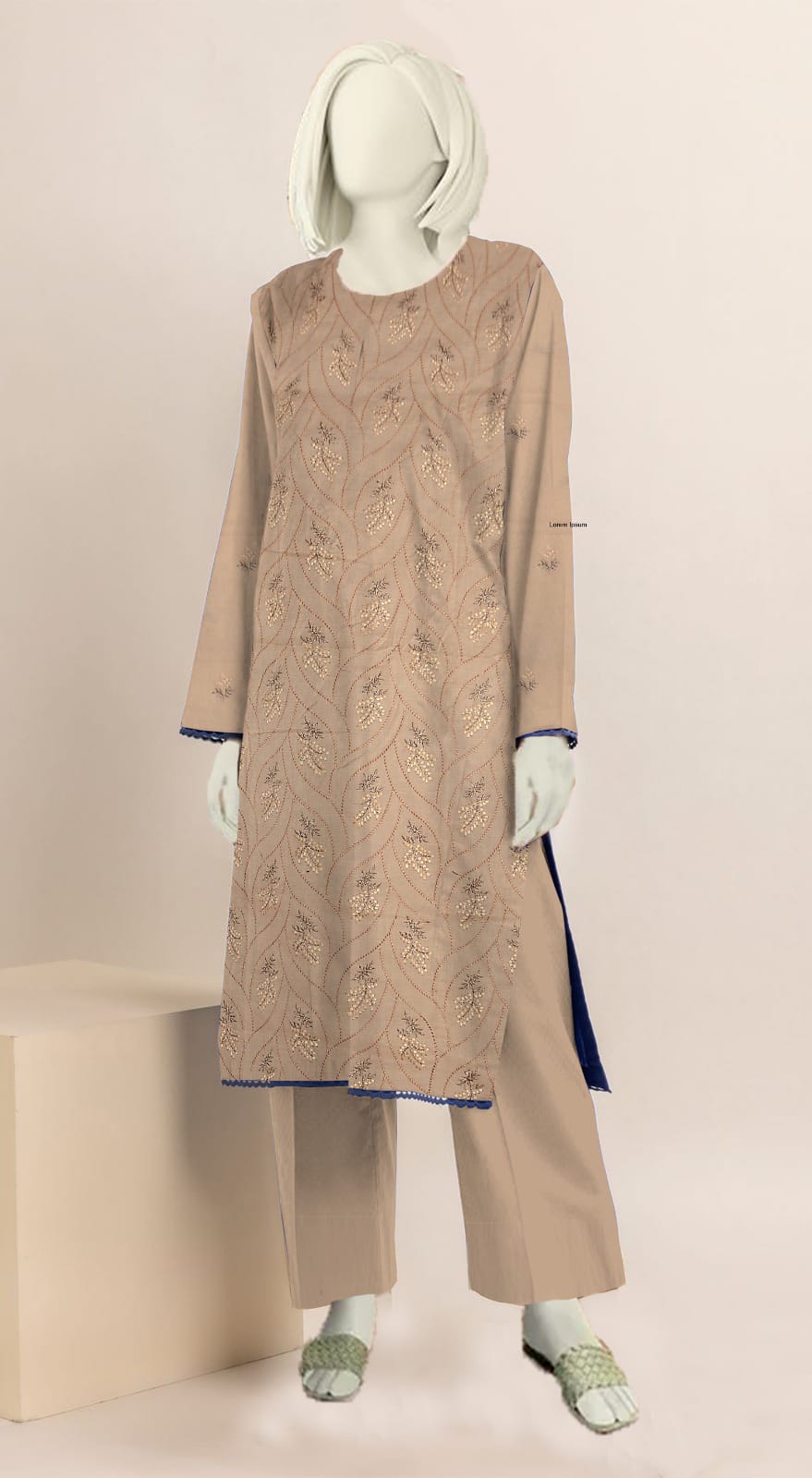 Beige Embroidered Lawn 2PC Unstiched (ELP 10)