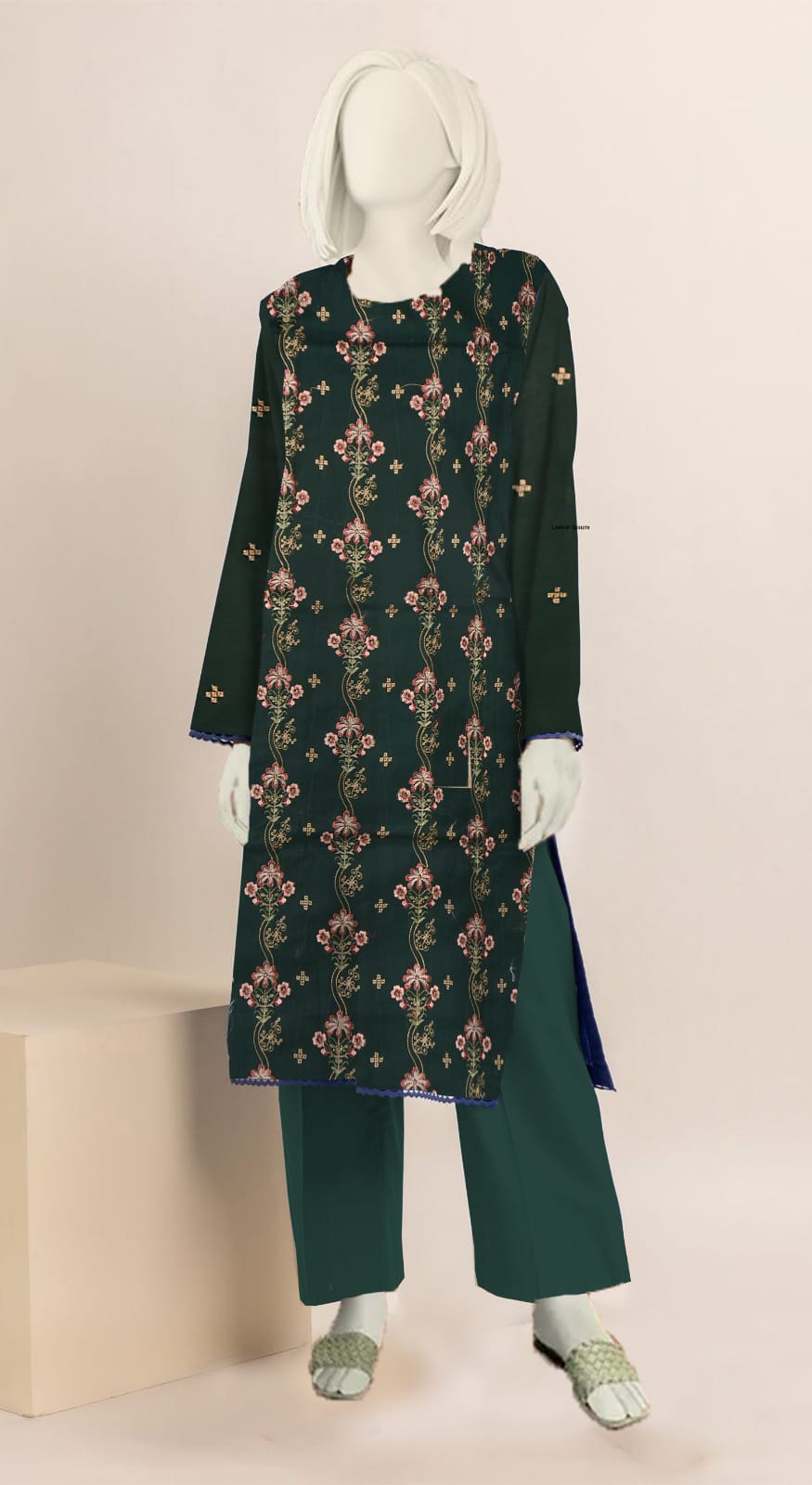Green Embroidered Lawn 2PC Unstiched (ELP 08)