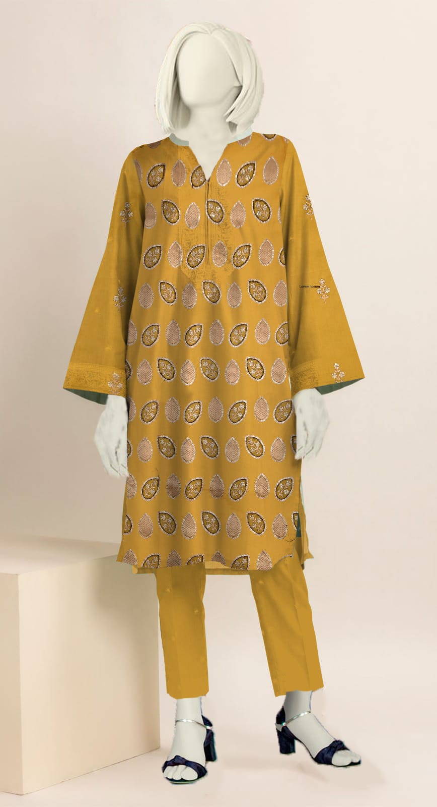 Yellow Embroidered Lawn 2PC Unstiched (ELP 12)